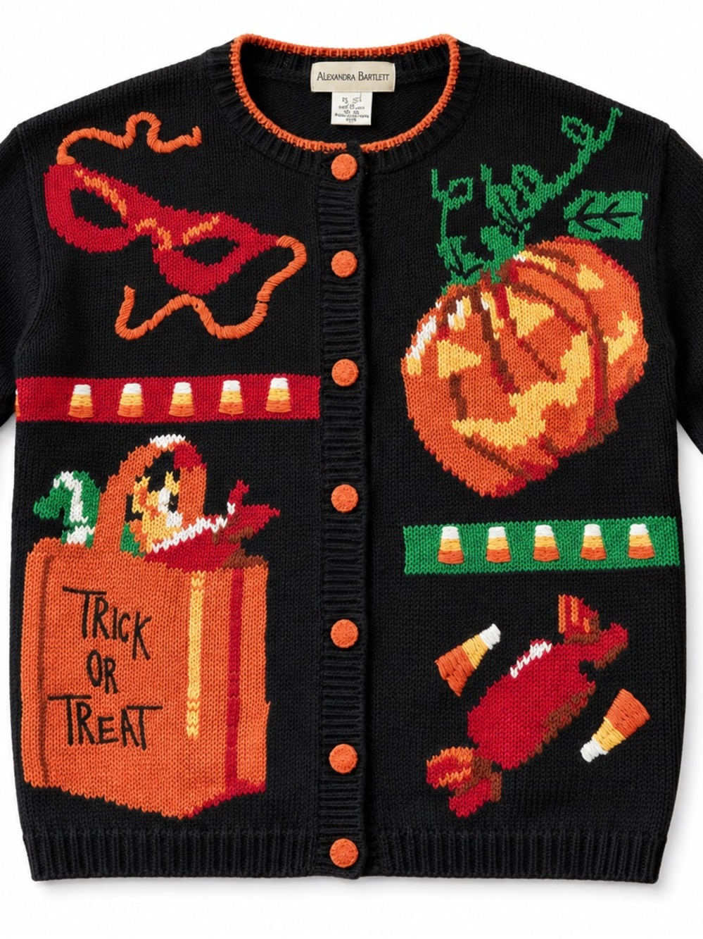 Alexandra Bartlett Kids' Black & Orange Halloween Sweater Cardigan